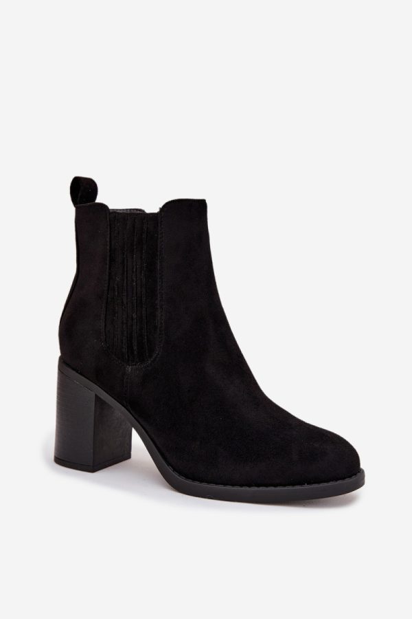 Black Heel Boots in Women`s Ankle Boots & Booties with Fabric, Warmers, Footbed, Upper Height and Heel Height