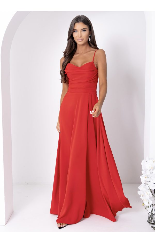 Red Long Dress in Evening Dresses with Cotton, Spandex and Polyester