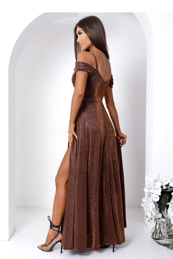 Brown Long Dress in Evening Dresses with Cotton, Spandex and Polyester