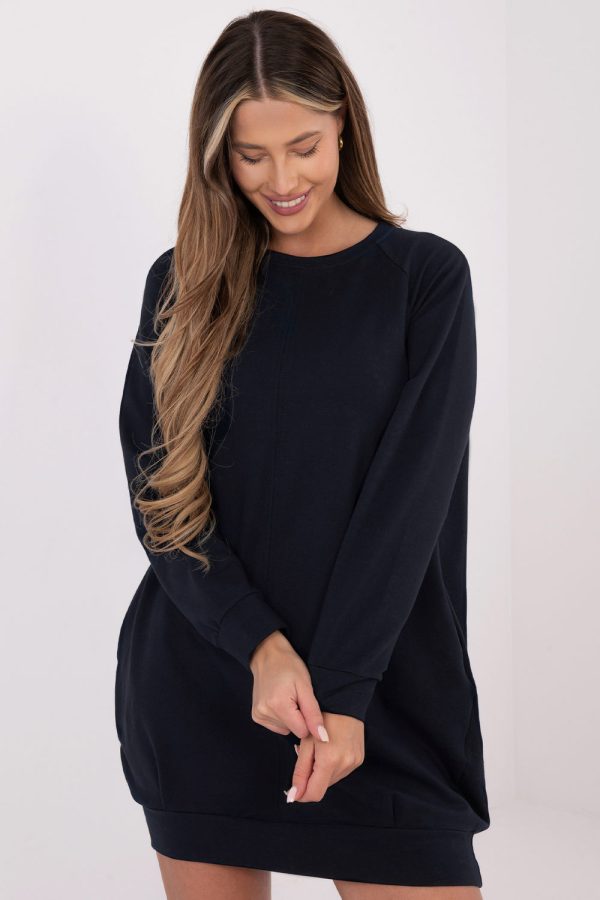 Navy Blue Daydress in Day Dresses with Cotton and Spandex