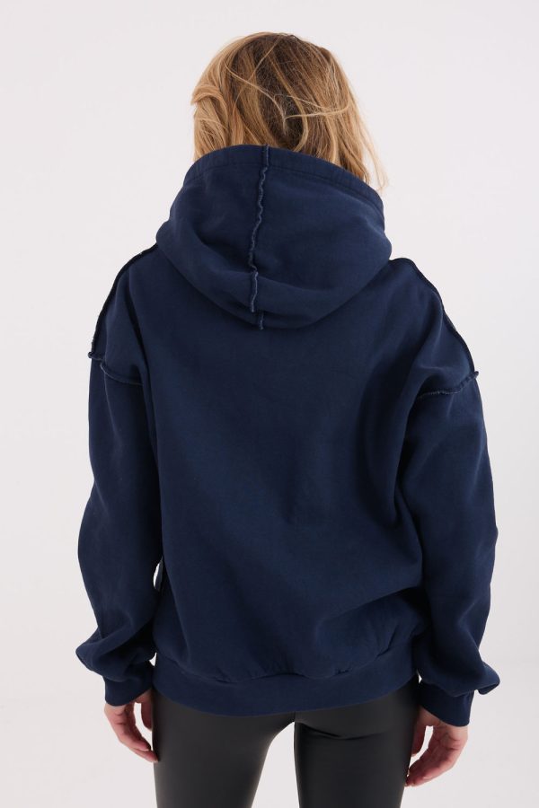 Navy Blue Sweatshirt in Sweatshirts For Women with Cotton and Spandex