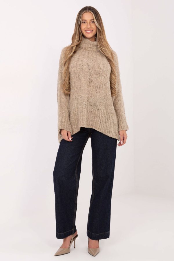 Beige Turtleneck in Sweaters, Pullovers, Jumpers, Turtlenecks, Boleros, Shrugs with Acrylic, Polyamide, Viscose and Wool