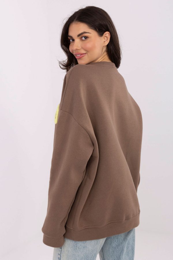 Beige Sweatshirt in Sweatshirts For Women with Cotton and Polyester