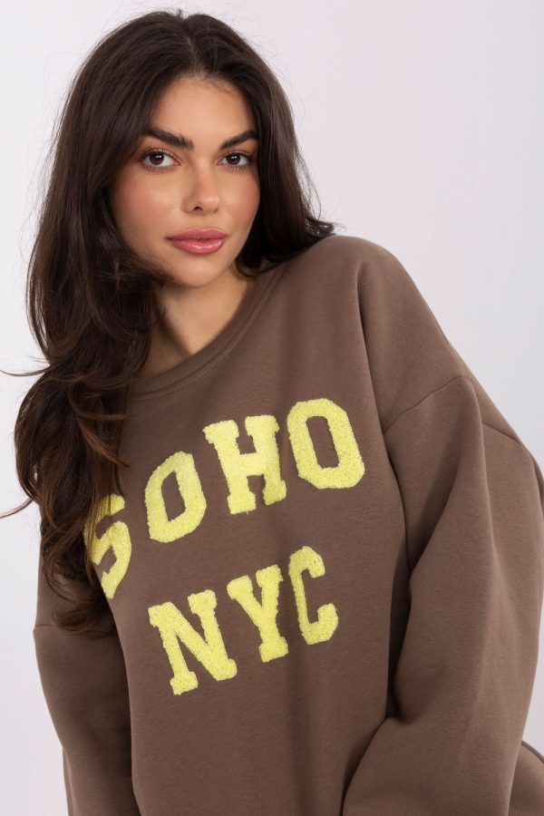 Beige Sweatshirt in Sweatshirts For Women with Cotton and Polyester