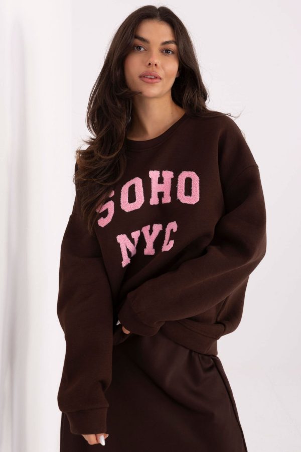 Brown Sweatshirt in Sweatshirts For Women with Cotton and Polyester