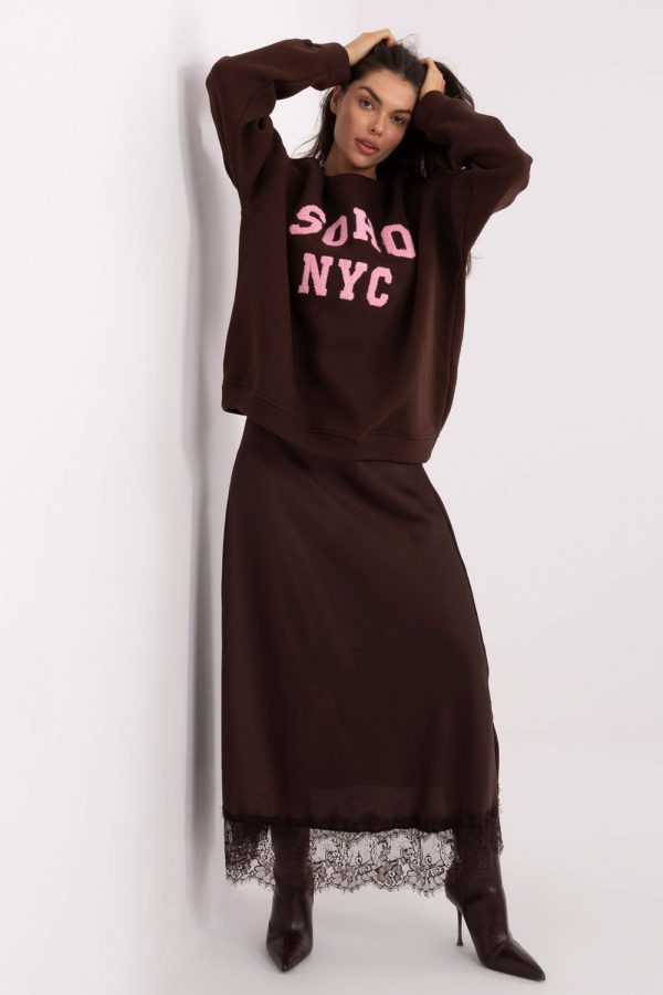 Brown Sweatshirt in Sweatshirts For Women with Cotton and Polyester