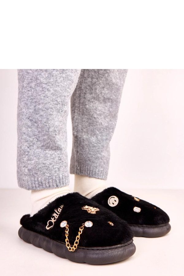 Black Slippers in Slippers For Women with Fabric, Footbed and Sole Height