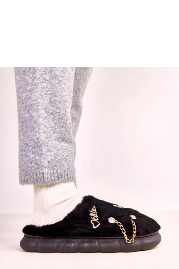 Black Slippers in Slippers For Women with Fabric, Footbed and Sole Height