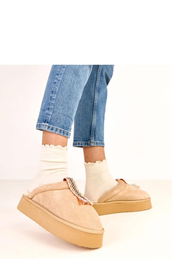 Beige Slippers...Fabric, Footbed and Platform Height