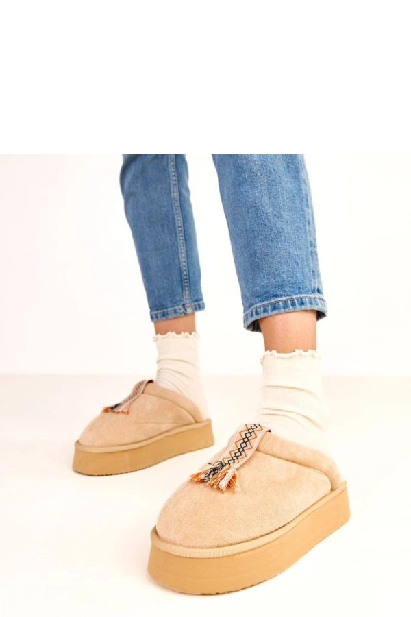 Beige Slippers...Fabric, Footbed and Platform Height