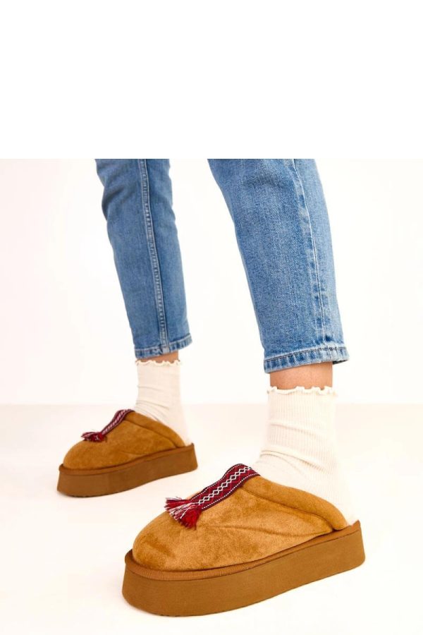 Brown Slippers..Fabric, Footbed and Platform Height