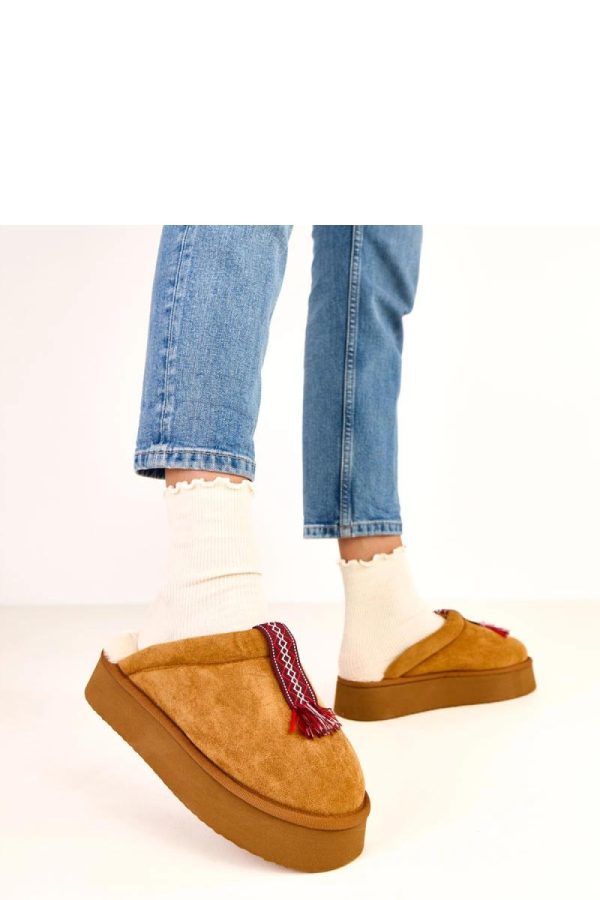 Brown Slippers..Fabric, Footbed and Platform Height