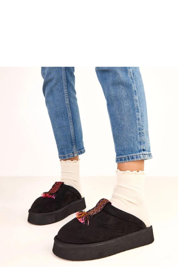 Black Slippers in Slippers For Women with Fabric, Footbed and Platform Height