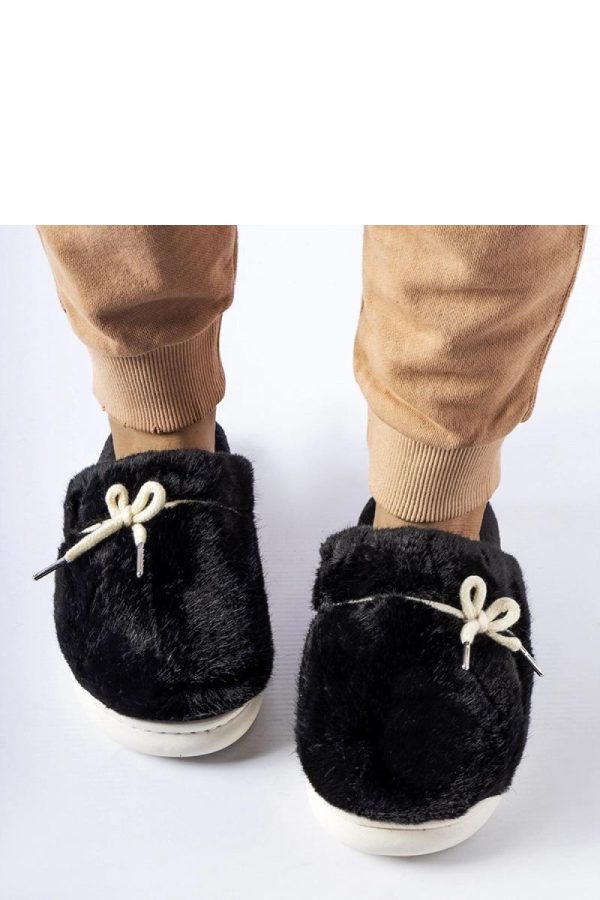 Black Slippers..Fabric, Warmers, Footbed and Platform Height