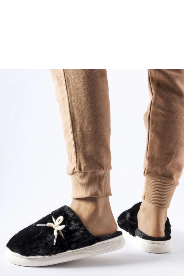 Black Slippers..Fabric, Warmers, Footbed and Platform Height