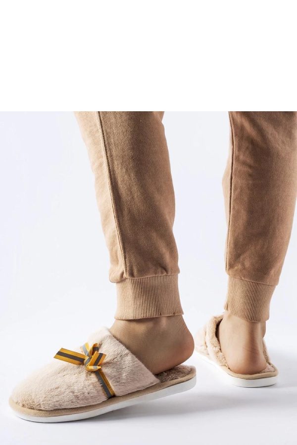 Beige Slippers in Slippers For Women with Fabric, Footbed and Sole Height