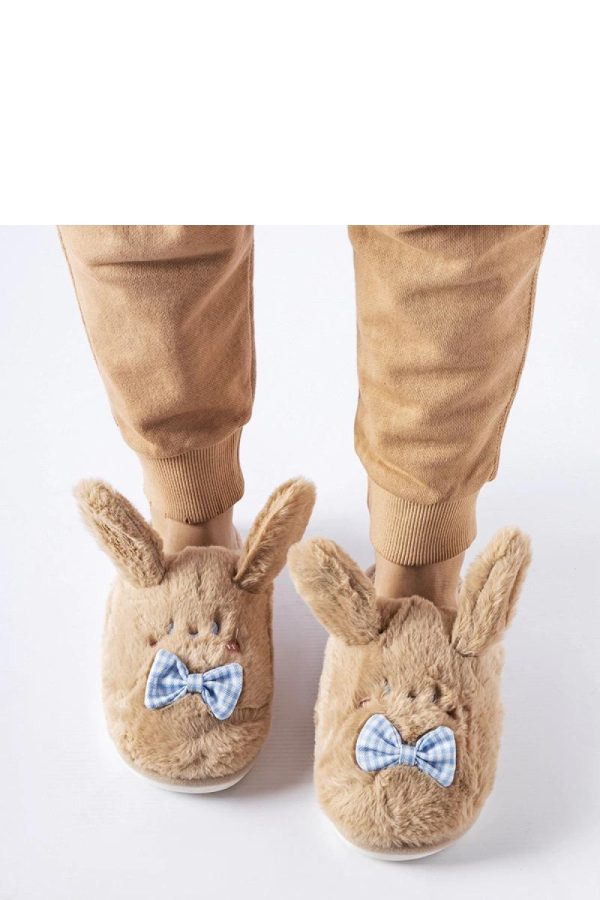 Beige Slippers in Slippers For Women with Fabric and Sole Height