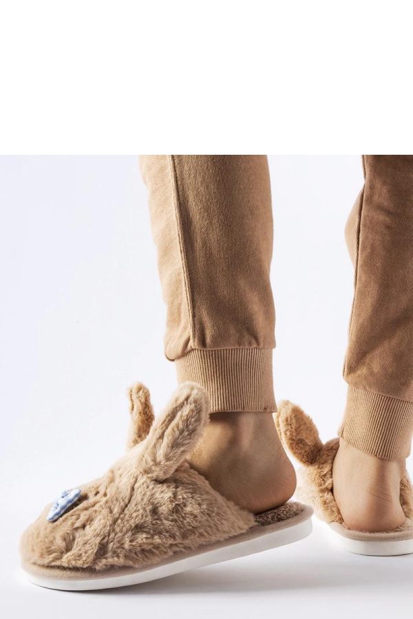 Beige Slippers in Slippers For Women with Fabric and Sole Height