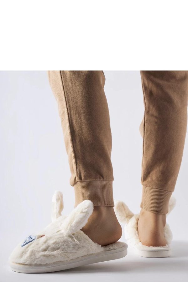 White Slippers in Slippers For Women with Fabric and Sole Height