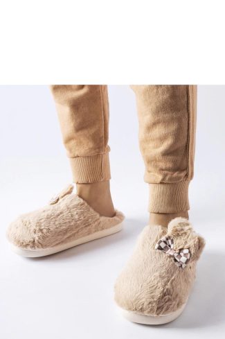 Beige Slippers in Slippers For Women with Fabric and Sole Height
