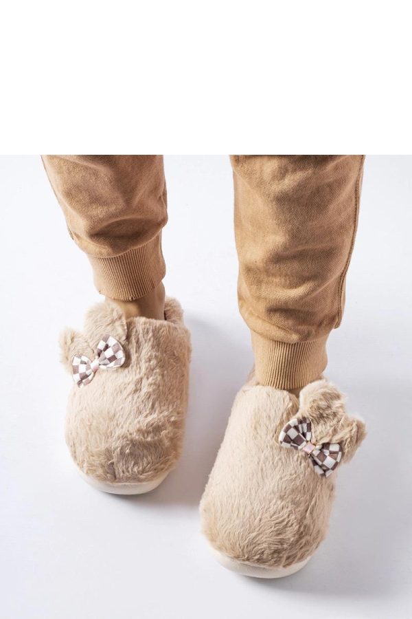 Beige Slippers in Slippers For Women with Fabric and Sole Height