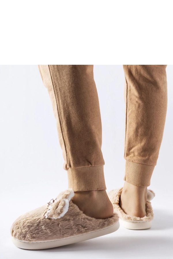 Beige Slippers in Slippers For Women with Fabric and Sole Height