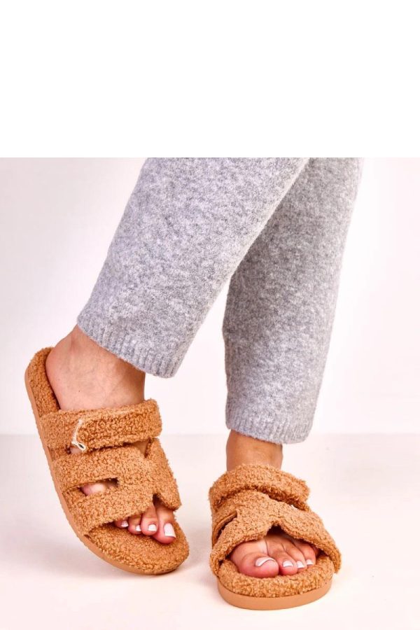 Brown Slippers in Slippers For Women with Fabric, Footbed and Sole Height