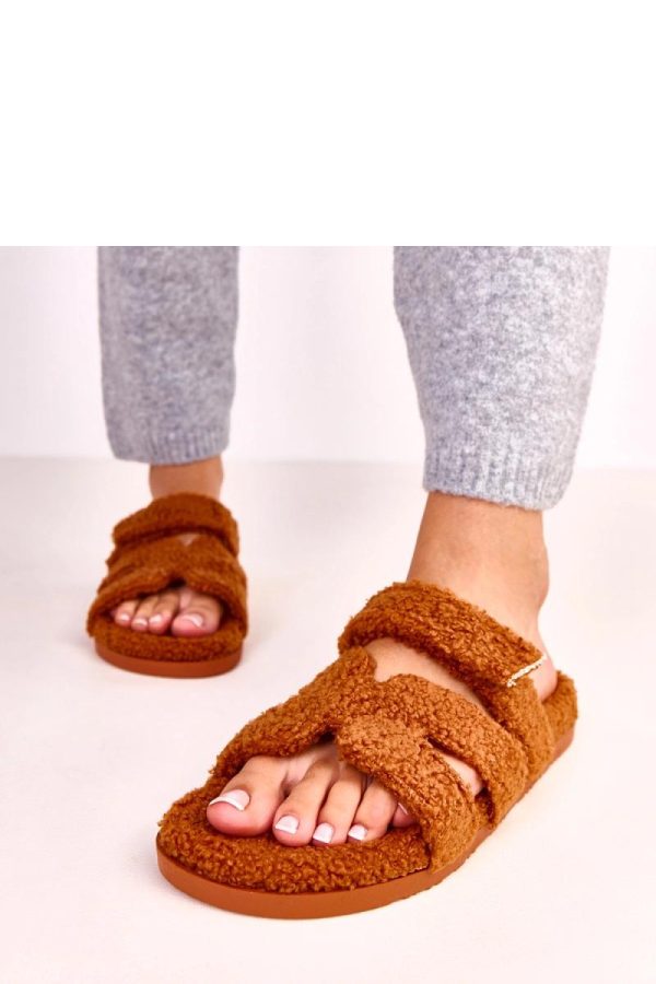 Brown Slippers in Slippers For Women with Fabric, Footbed and Sole Height