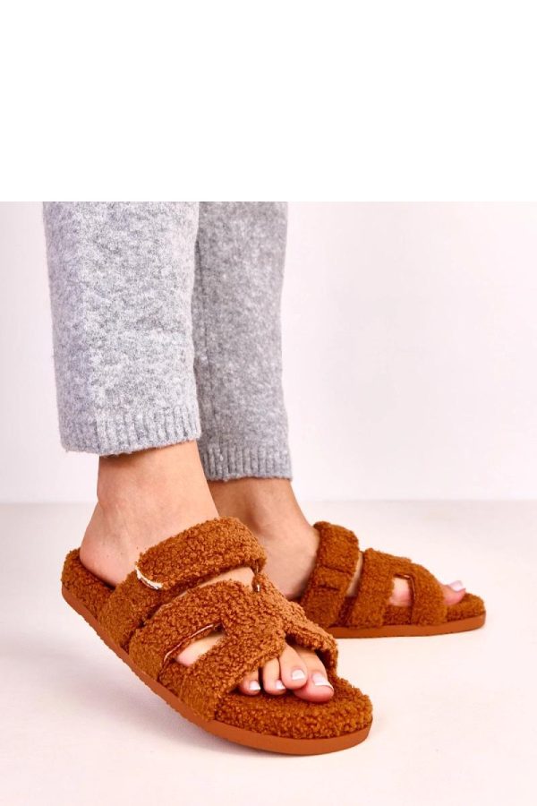 Brown Slippers in Slippers For Women with Fabric, Footbed and Sole Height