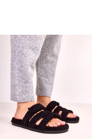 Black Slippers...Fabric, Footbed and Sole Height