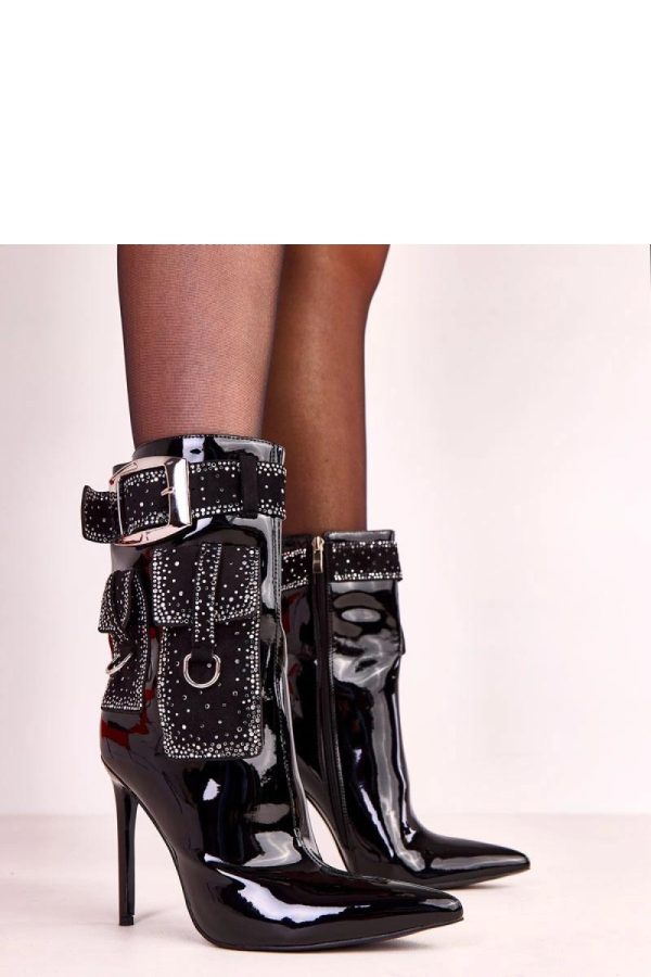 Black Heel Boots in Women`s Ankle Boots & Booties with Fabric, Footbed, Upper Height and Heel Height