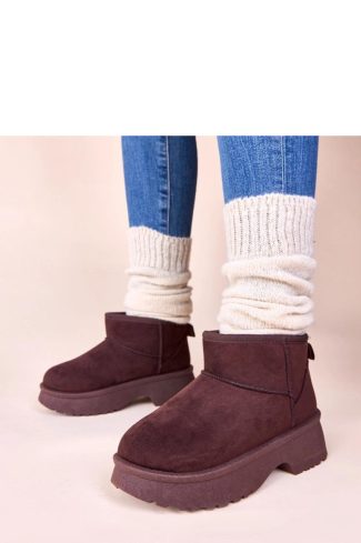 Brown Snow Boots in Women`s Ankle Boots & Booties with Fabric, Footbed and Platform Height