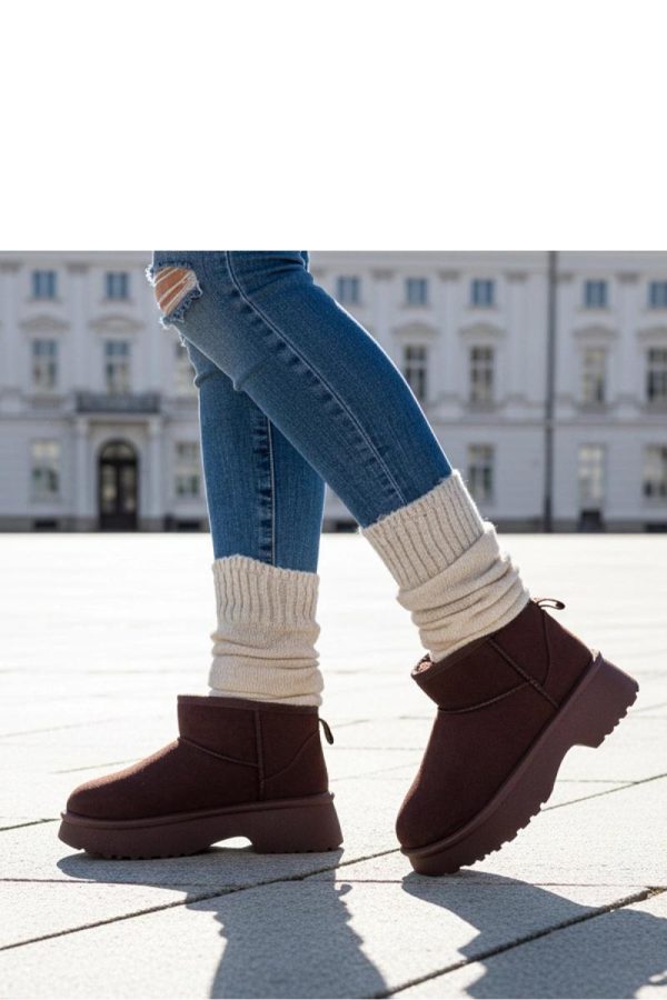 Brown Snow Boots in Women`s Ankle Boots & Booties with Fabric, Footbed and Platform Height