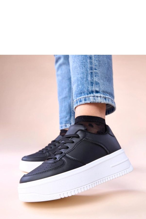 Black Platform Sneakers in Women`s Athletic Shoes, Trainers, Sneakers with Fabric, Footbed and Platform Height