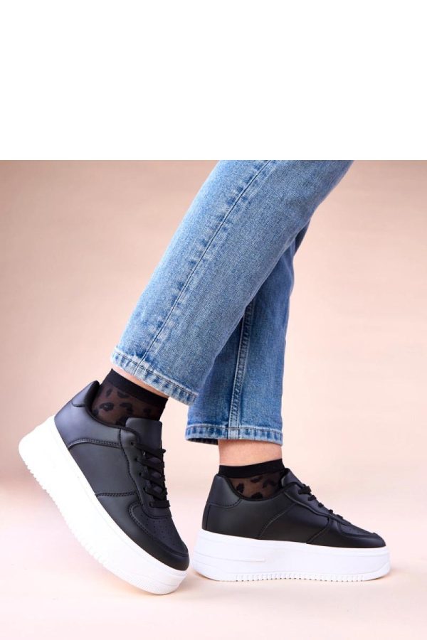 Black Platform Sneakers in Women`s Athletic Shoes, Trainers, Sneakers with Fabric, Footbed and Platform Height