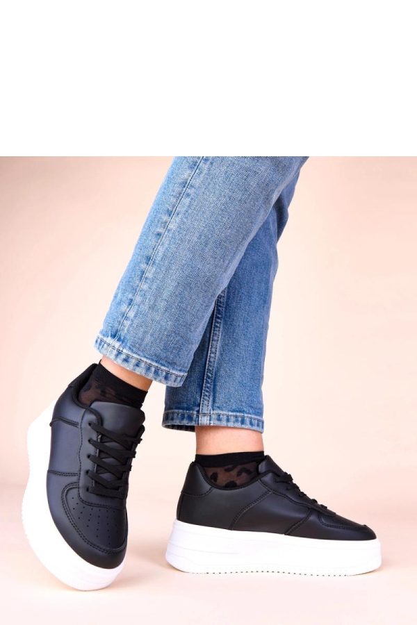 Black Platform Sneakers in Women`s Athletic Shoes, Trainers, Sneakers with Fabric, Footbed and Platform Height