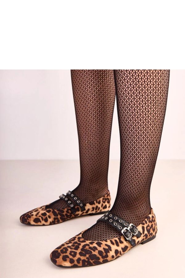 Brown Ballet Flats.Fabric and Footbed