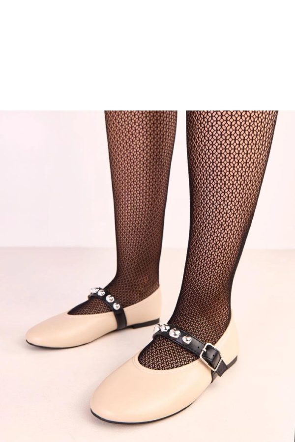 Beige Ballet Flats..Fabric and Footbed