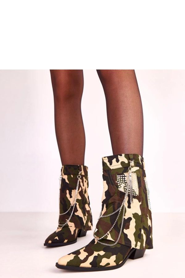 Green Heel Boots in Women`s Ankle Boots & Booties with Fabric, Footbed, Upper Height and Heel Height