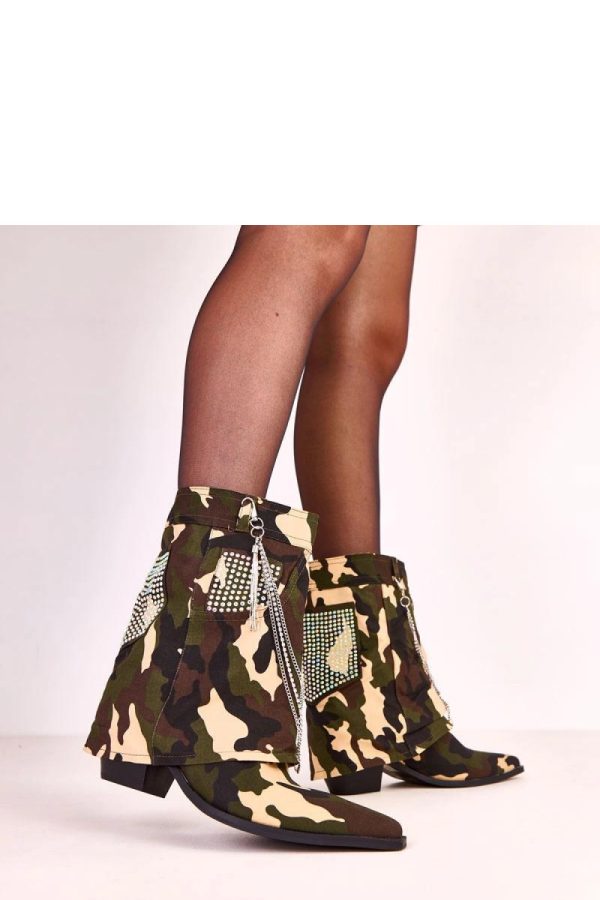 Green Heel Boots in Women`s Ankle Boots & Booties with Fabric, Footbed, Upper Height and Heel Height