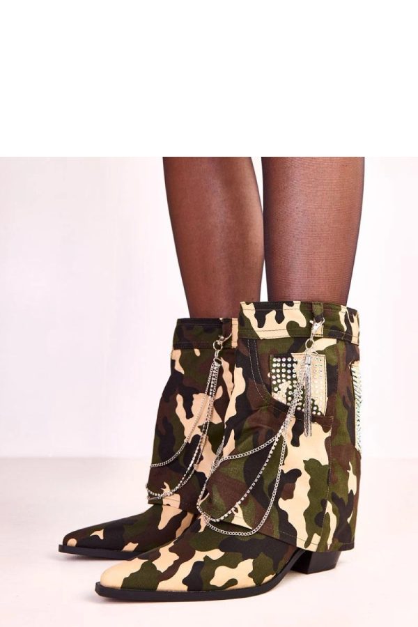 Green Heel Boots in Women`s Ankle Boots & Booties with Fabric, Footbed, Upper Height and Heel Height