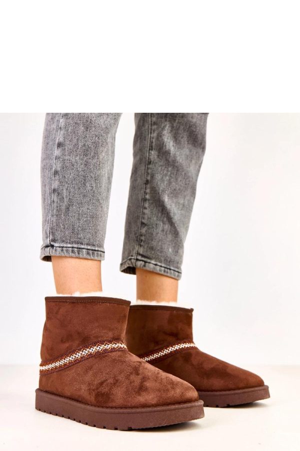 Brown Snow Boots in Women`s Ankle Boots & Booties with Fabric, Footbed and Sole Height