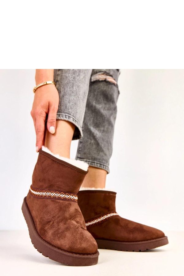 Brown Snow Boots in Women`s Ankle Boots & Booties with Fabric, Footbed and Sole Height