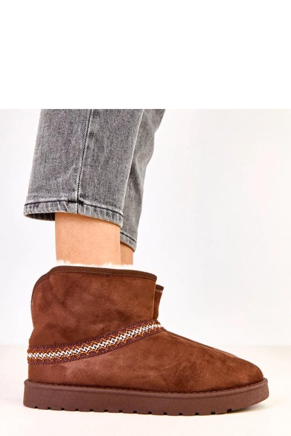 Brown Snow Boots in Women`s Ankle Boots & Booties with Fabric, Footbed and Sole Height
