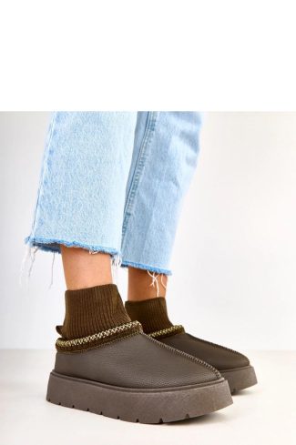 1109858 Green Snow Boots...Fabric, Footbed and Platform Height