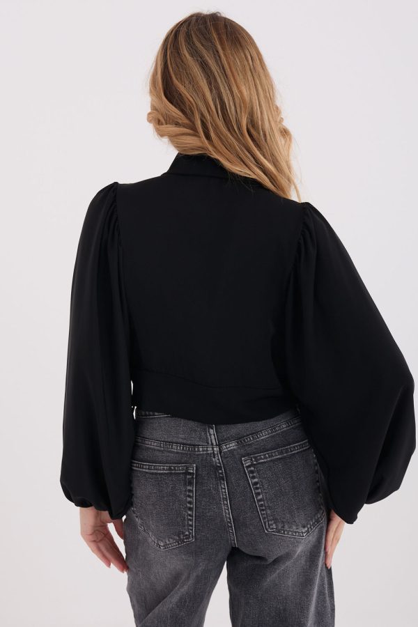 Black Long Sleeve Shirt in Shirts For Women with Spandex, Polyester and Viscose