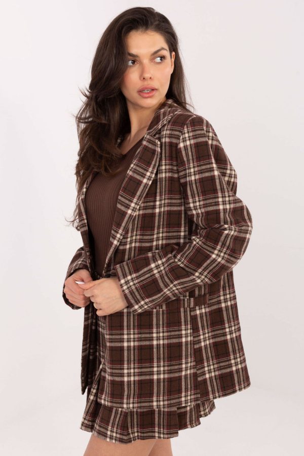 Brown Jacket in Jackets, Vests For Women with Cotton and Polyester