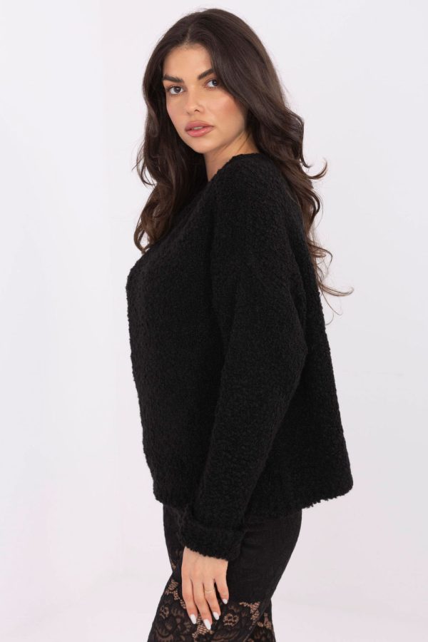 Black Jumper in Sweaters, Pullovers, Jumpers, Turtlenecks, Boleros, Shrugs with Acrylic, Alpaca, Polyester and Wool