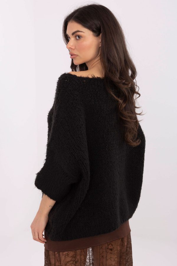 Black Jumper in Sweaters, Pullovers, Jumpers, Turtlenecks, Boleros, Shrugs with Acrylic, Polyamide, Viscose and Wool
