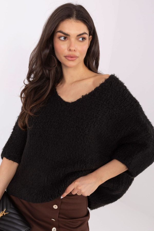 Black Jumper in Sweaters, Pullovers, Jumpers, Turtlenecks, Boleros, Shrugs with Acrylic, Polyamide, Viscose and Wool